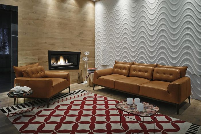 Garnitur Sessel Sofas Sofagarnitur 3+1 Sitzer Braun Wohnzimmer Polster PRIANERA