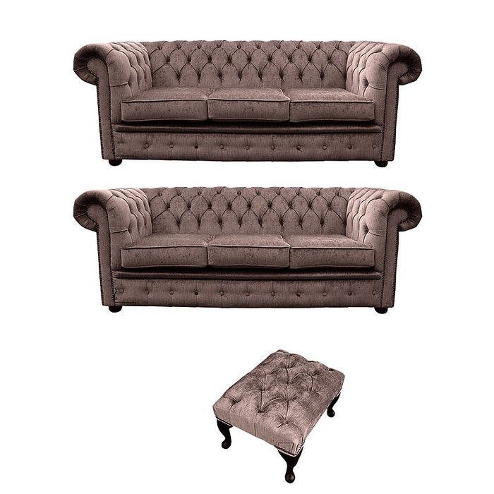 Chesterfield Polster Sofa Klassische Couch Polster Garnitur Set Original Neu