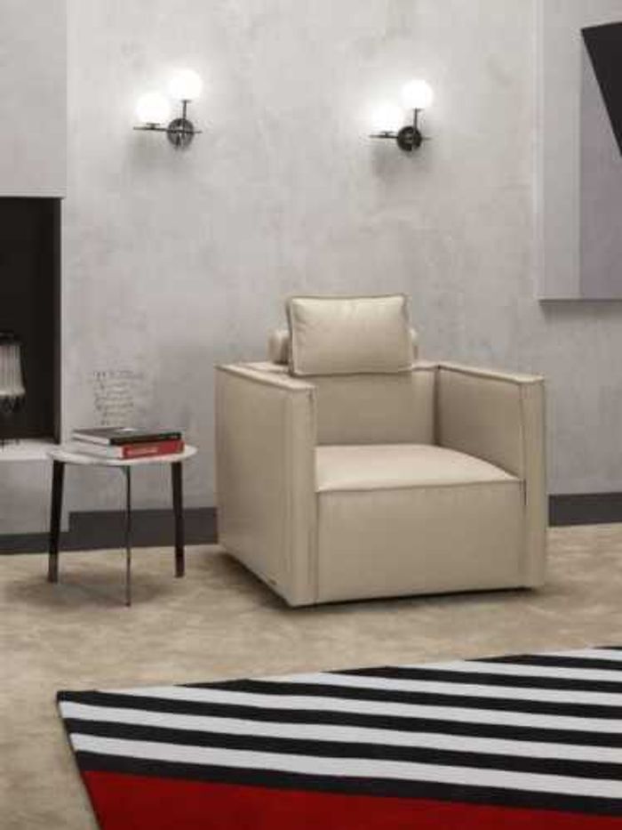 Sessel Einsitzer 1 Sitzer Polster Sitz Designer Textil Sitz Leder Modern Grau