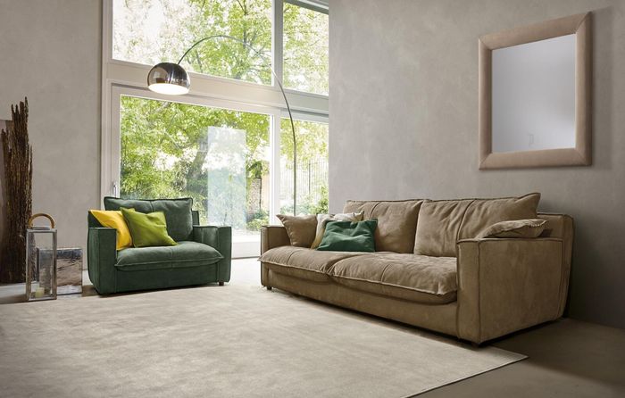 Sofagarnitur 3+1 Sitzer Luxus Garnitur Set Sofas Sessel Leder Sofa Wohnzimmer