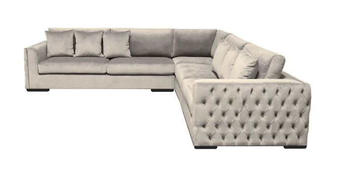 Ecksofa Beige Wohnlandschaft Couch Eckgarnitur Polster Neu Samt Möbel Design