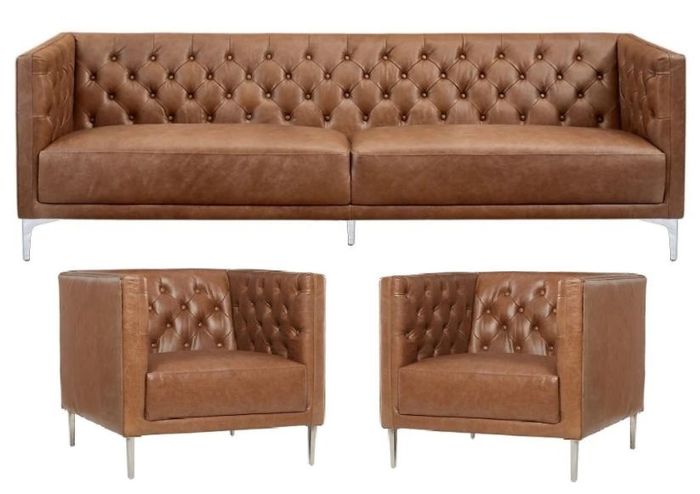 Braun Chesterfield 2 Sessel Leder Modern Design Sofa Neu Kreative Möbel Sofa Set