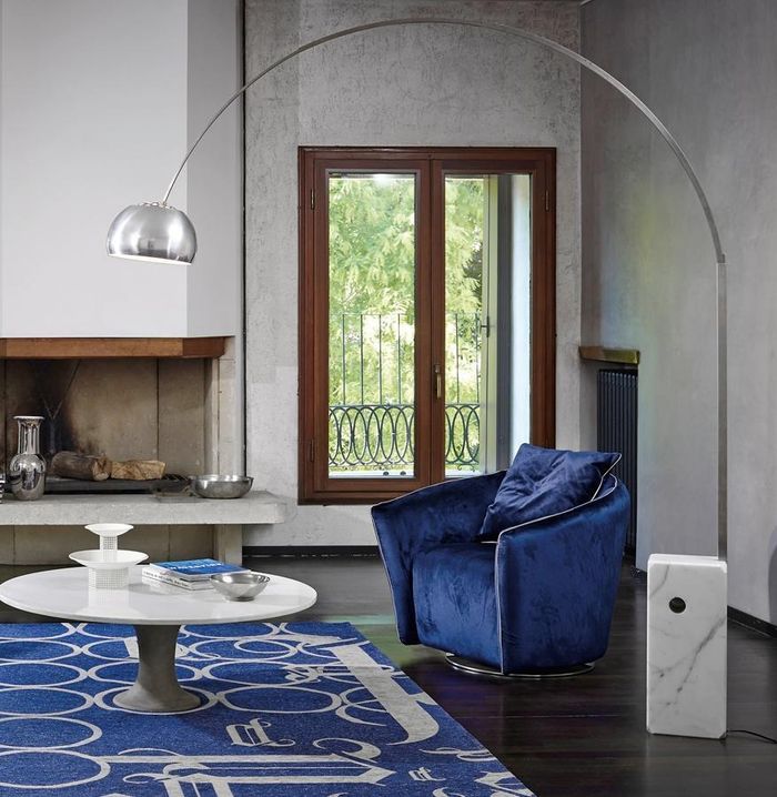 Sessel 1 Sitzer Blau Wohnzimmer Luxus Design Italienische Möbel Elegantes Neu