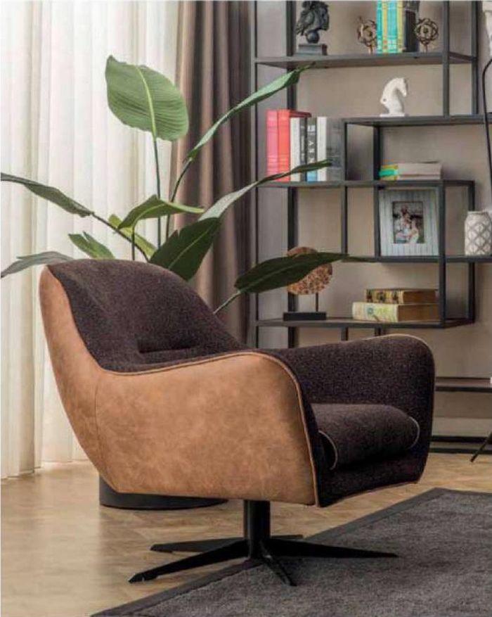 Sessel Ohrensessel Cocktailsessel Kunstleder Stoff Wohnzimmer Braun