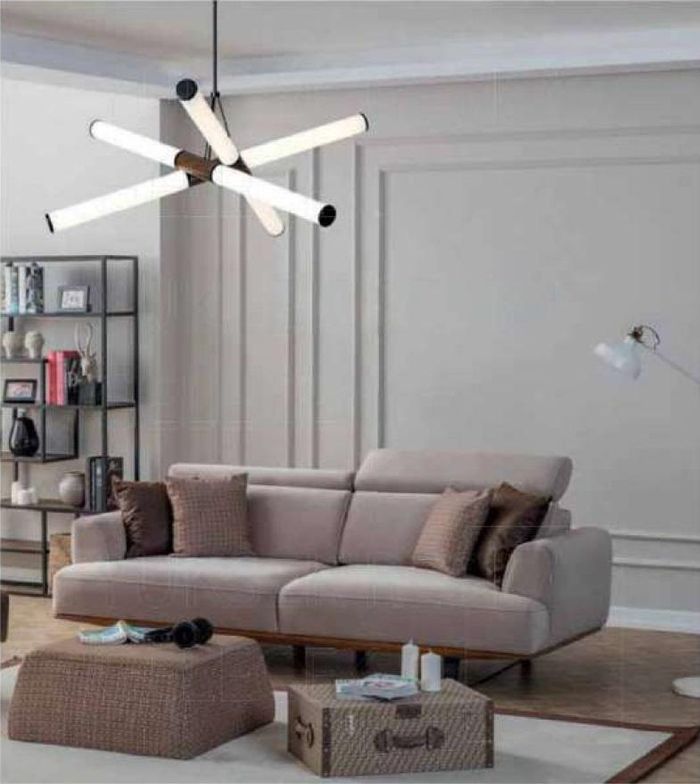 Dreisitzer Sofa 3 Sitzer Sofas Grau Stoff Wohnzimmer Luxus Sitz Modern