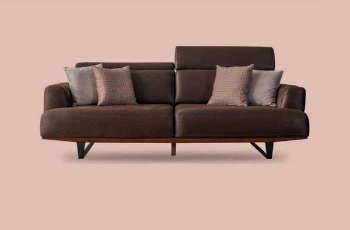Chesterfield Dreisitzer Sofa 3 Sitzer Sofas Braun Kunstleder Luxus Neu