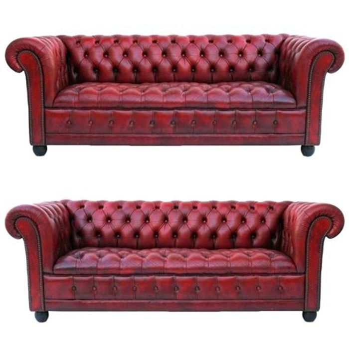 Chesterfield Sofagarnitur 3+3 Sitzer Couch Polster Garnituren Ledersofa Klassik