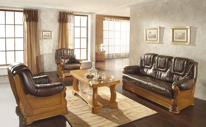 Wohnzimmer Ledercouch Sofagarnitur Set 3+2 Sitzer Sofa Couch Sitz Polster Neu