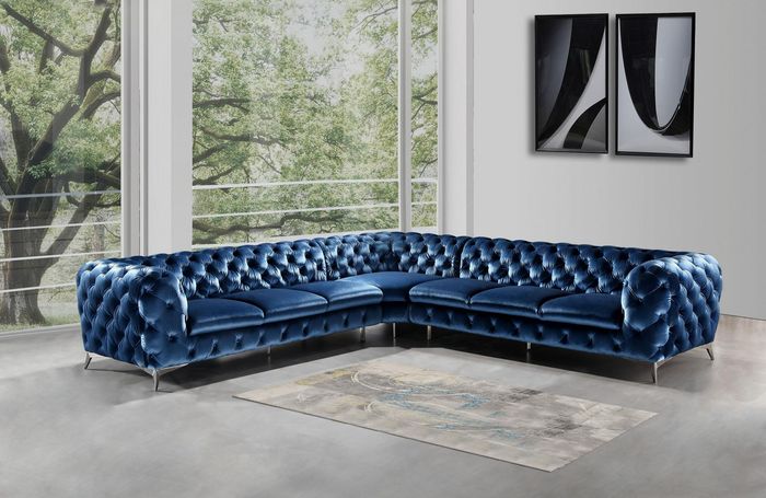 Design Chesterfield Ecksofa Eckcouch Loungesofa Couch Samt Textil Sofa UForm