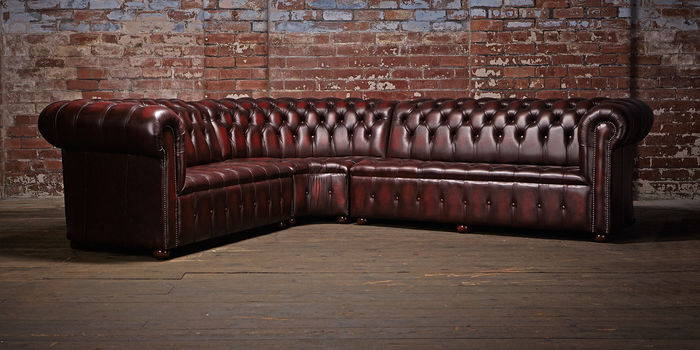 Chesterfield Ledersofa Ecksofa Sofa Polster Eck Sitz Garnitur Corner Couch Neu