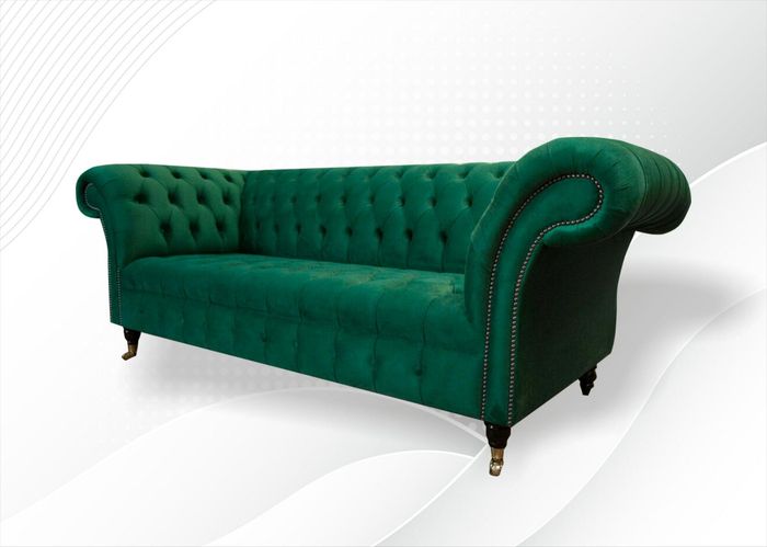 Sofagarnitur Chesterfield Sofas 3tlg. Möbel Modern Design Textil Grün Couchen