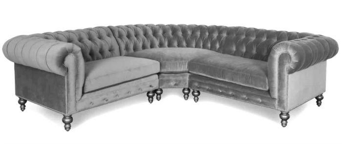 Ecksofa Sofa Couch Wohnlandschaft Eckgarnitur Sofas Couchen Chesterfield Silber