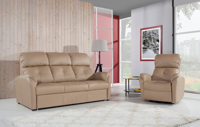 Sofagarnitur 3+2+1 Sitzer Set Sofa Polster Couch Leder Relax Elektrischer Sessel