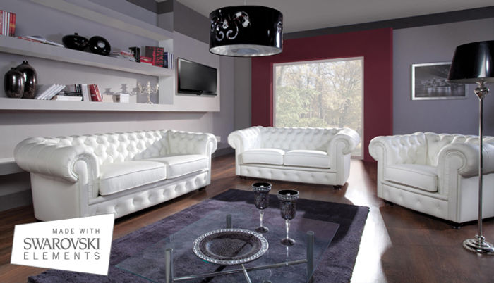 Klassische Chesterfield Couch 3+1 Sitzer Set Sofa Garnitur Samt Garnituren Sitz
