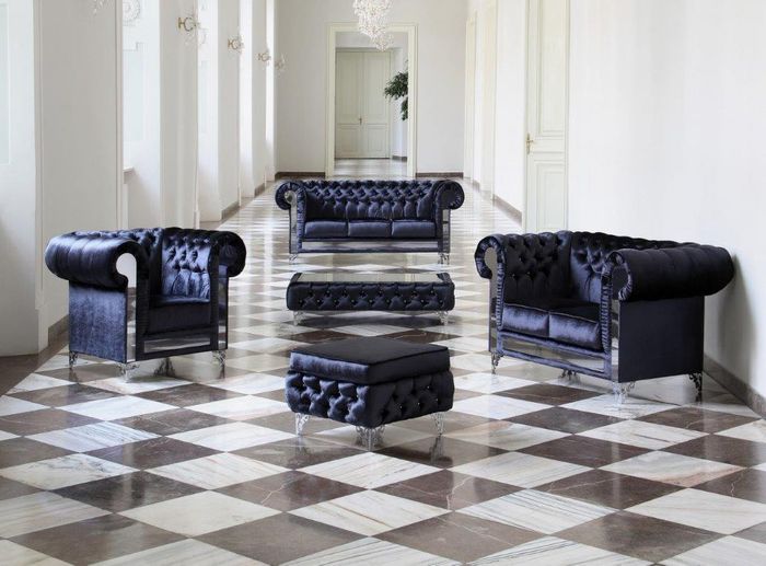 Design Chesterfield 3-2-1-Hocker-Cauchtisch Sofagarnitur Polster Sofas Sofa Set