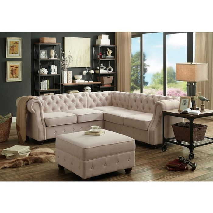 Chesterfield Couch Polster Sofas Klassischer Textil Schaffhau Ecksofa - 340