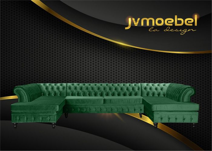 Chesterfield Wohnzimmer Couch Wohnlandschaft xxl Sofa Couchen Polster Ecke Samt