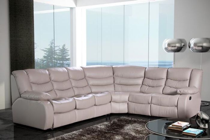 Ecksofa Wohnlandschaft Polster Eck Sofa Couch Sitz Moderne Garnitur 100% Leder