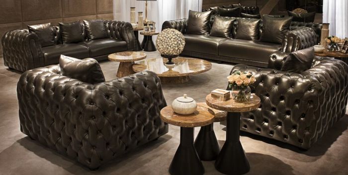 Designer Chesterfield Sofagarnitur Sofa Couch Polser Set Garnitur 3+2+1 Sitzer