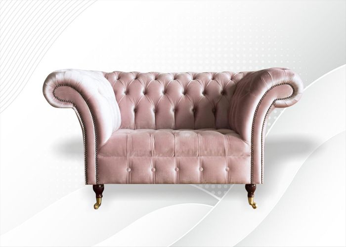 Chesterfield Sessel Rosa Textil Wohnzimmer Modern Design Kreative Möbel Neu
