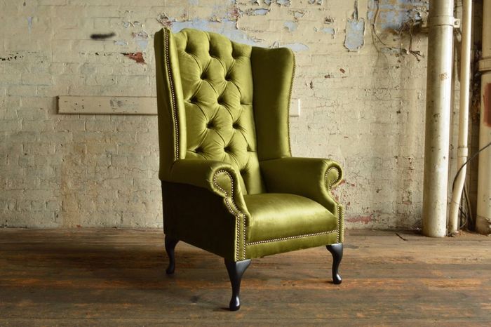 Ohrensessel Sessel Fernseh Design Polster Sofa Couch Chesterfield Textil Neu 343