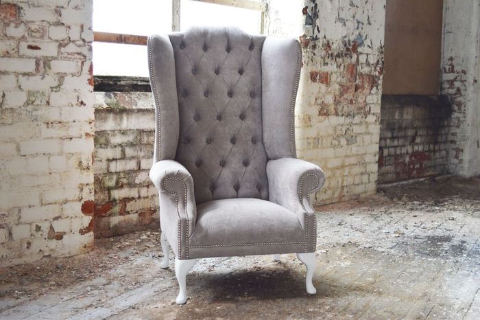Ohrensessel Sessel Fernseh Design Polster Sofa Couch Chesterfield Textil Neu 363