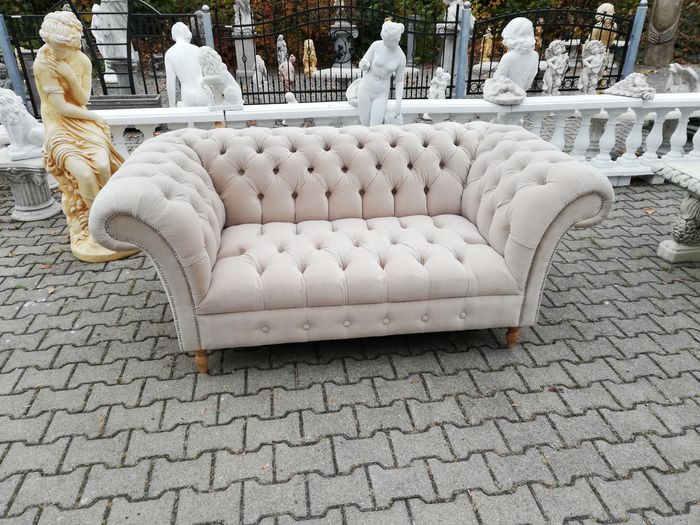 Design Chesterfield Textil Stoff Sofa 2-Sitzer Stoff Couch Polster Sofas Couchen