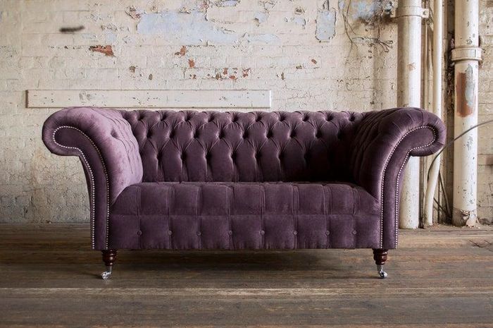 Chesterfield Sofa Fernseh Couch 2 Sitzer Luxus Textil Stoff Couchen Polster #8