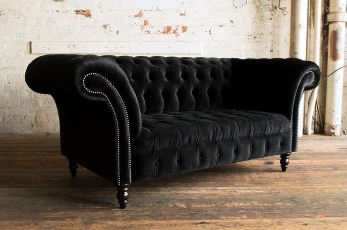 Chesterfield Sofa Fernseh Couch 2 Sitzer Luxus Textil Stoff Couchen Polster #6