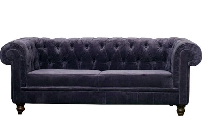 Edle Designer Chesterfield Sofa Polster Couch Sitz Textil Stoff Garnitur Samt