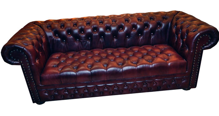 CHESTERFIELD SOFA COUCH LEDERSOFA 3 SITZER POLSTER GARNITUR WILLIAM III