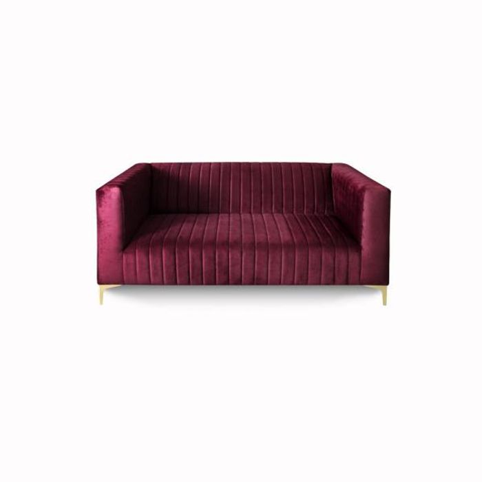 Sofa 2 Sitzer Lila Elegantes Wohnzimmer Modern Holz Möbel Polster Stoff Neu