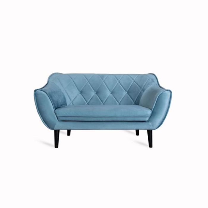 Sofa 2 Sitzer Blau Modern Wohnzimmer Luxus Design Holz Möbel Polster Stoff Neu