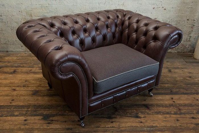Chesterfield Design Sofa Sessel Couch Polster Luxus Textil Couchen 1 Sitzer #105
