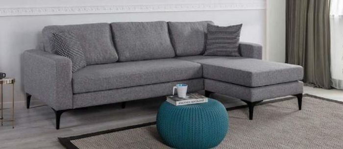 Wohnzimmer Set L-Form Grauer Sofa Polstermöbel Designe Couch Ecksofa