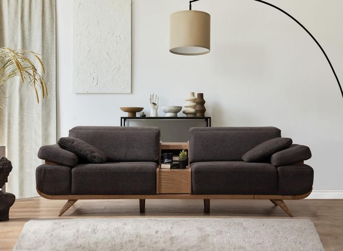 Schwarzer 3-Sitzer Polstersofa Wohnzimmer Couchen Exklusiver Dreisitzer