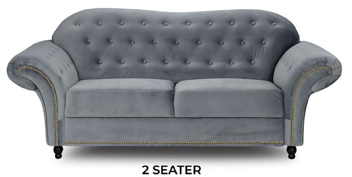Zweisitzer Graue Chesterfield Couch Polster Möbel Stoff Couchen Sofas Textil