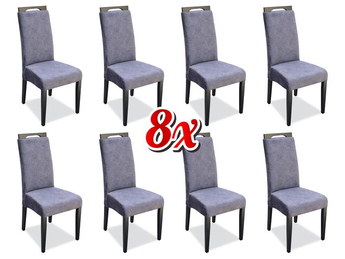 Esszimmer Stühle Stoff Set 8x Sessel Textil Stuhl Designer Holz Polster Möbel