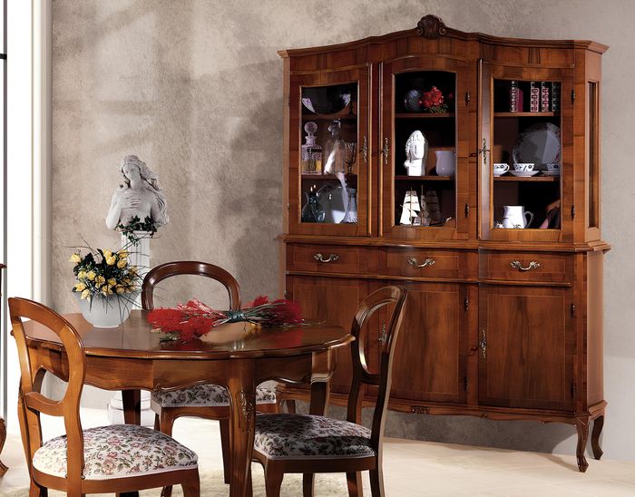 Anrichte Vitrine Sideboard Glasschrank Schrnak Holz Massive Möbel Italien Glas