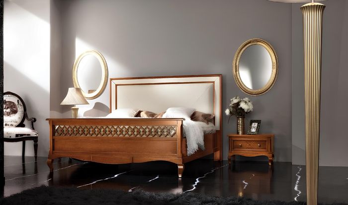 Schlafzimmer Möbel Set Garnitur Italienische Möbel Nachttisch Massives Holz 3tlg