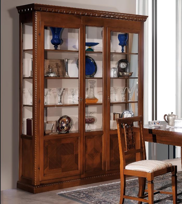 Vitrine Wohnzimmer Möbel Anrichte Massivholz Vitrinen Glas Schrank Echtholz