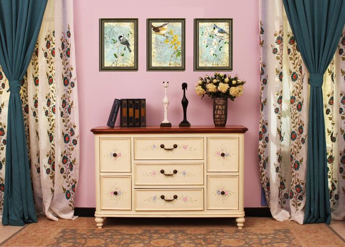 Weiß Design Wohnzimmer Kommode Sideboard Anrichte Kommoden Schrank Holz Landhaus