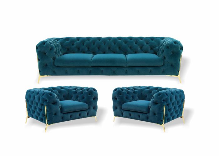 Chesterfield Designe Sofagarnitur 311 Sitz Sofa Couch Stoff Garnitur Polster Set