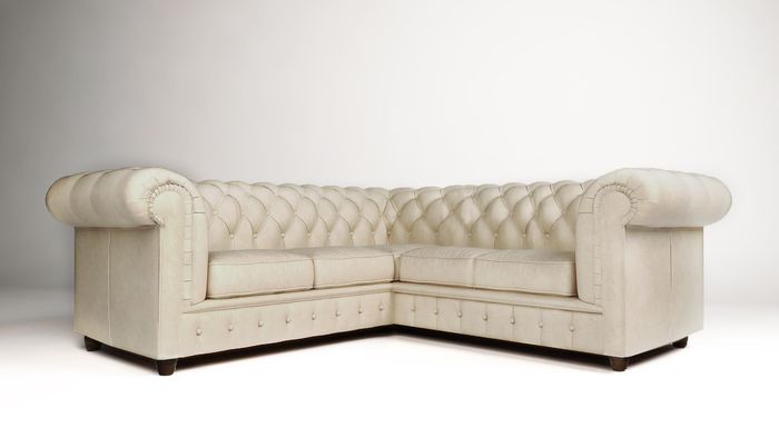 Chesterfield Ecksofa L-Form Stoff Design Couch Polster Sitz Sofa Textil Eck Neu