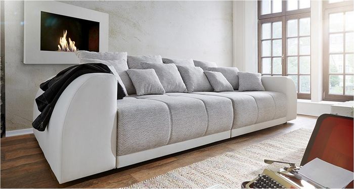 Sofa Couch 310cm Polster Sofas 5 Sitzer Textil big xxl Wohnzimmer Couchen Leder