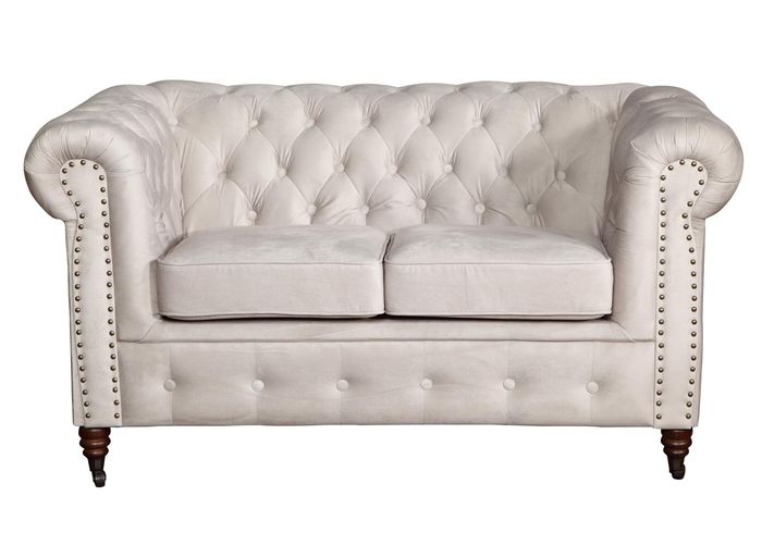 Sofa 2 Sitzer Chesterfield Couch Textil Stoff Sofa Möbel Edles Design Designer