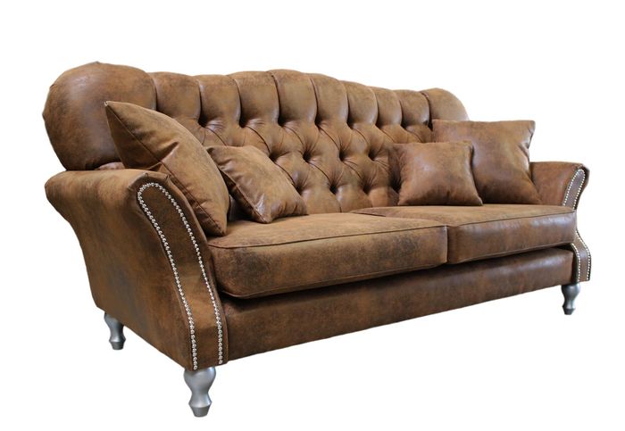 Vintage Chesterfield Sofagarnitur Couch Polster Sofa Leder 3+1 Sitzer Set 2tlg.