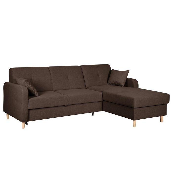 Design Ecksofa Schlafsofa Bettfunktion Couch Textil Polster Sofas Kasten