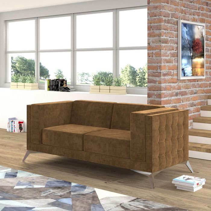 Chesterfield Polster Couch Stoff Couchen Sofa Sitz Garnitur Zweisitzer 2 Sitzer