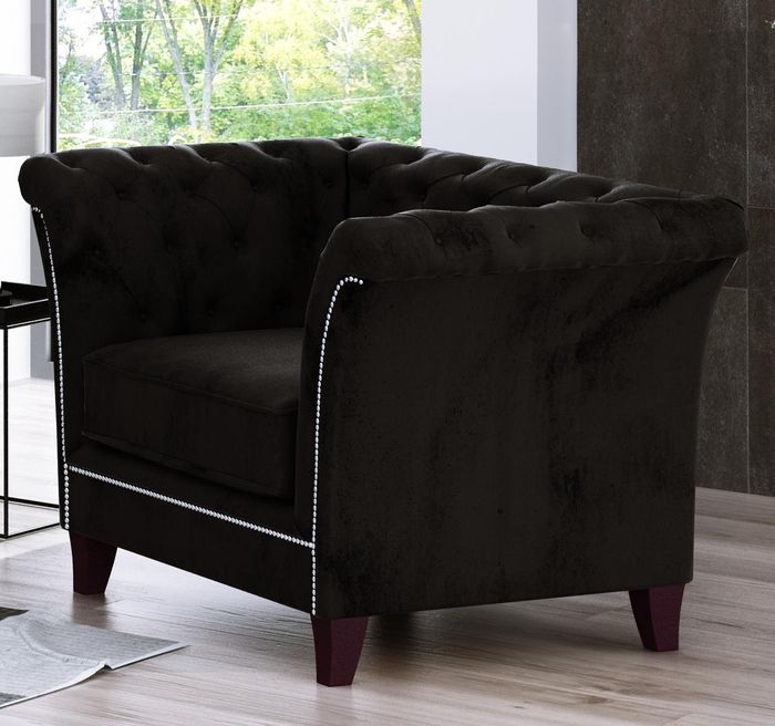 Chesterfield Sessel Couch Polster 1 Sitzer Samt Design Couchen Sofas Textil Neu